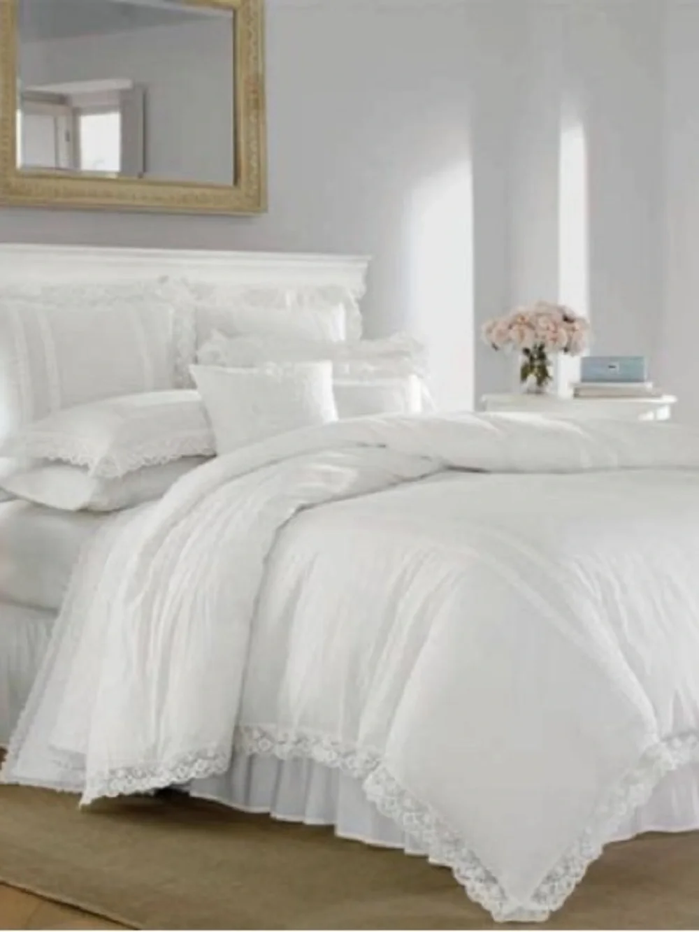 King Annabella Reversible Duvet Cover Set White - Stone Cottage: Laura Ashley